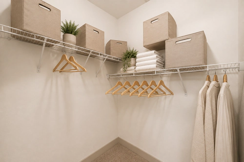Walk-in closet with shelving at Millennium Apartments